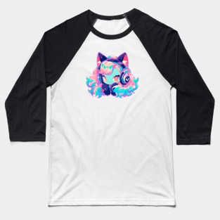 Cat Girl With Headphones Baseball T-Shirt
